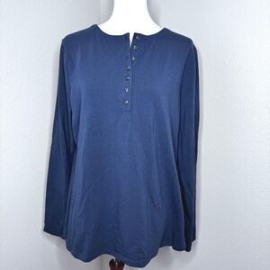 GIRL‎ WITH CURVES Navy Blue Jersey Knit XL Cotton Modal Long Sleeves Casual